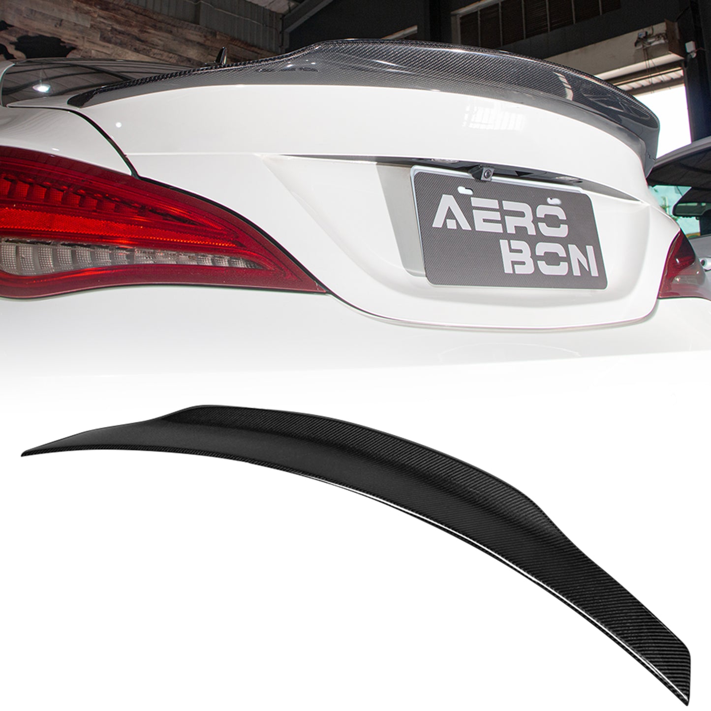 AeroBon Real Carbon Fiber Trunk Spoiler Compatible with 2013-2019 Mercedes CLA Class C117 W117 Sedan CLA200 CLA250 CLA45 Spoiler (SP Style) Sport Plus