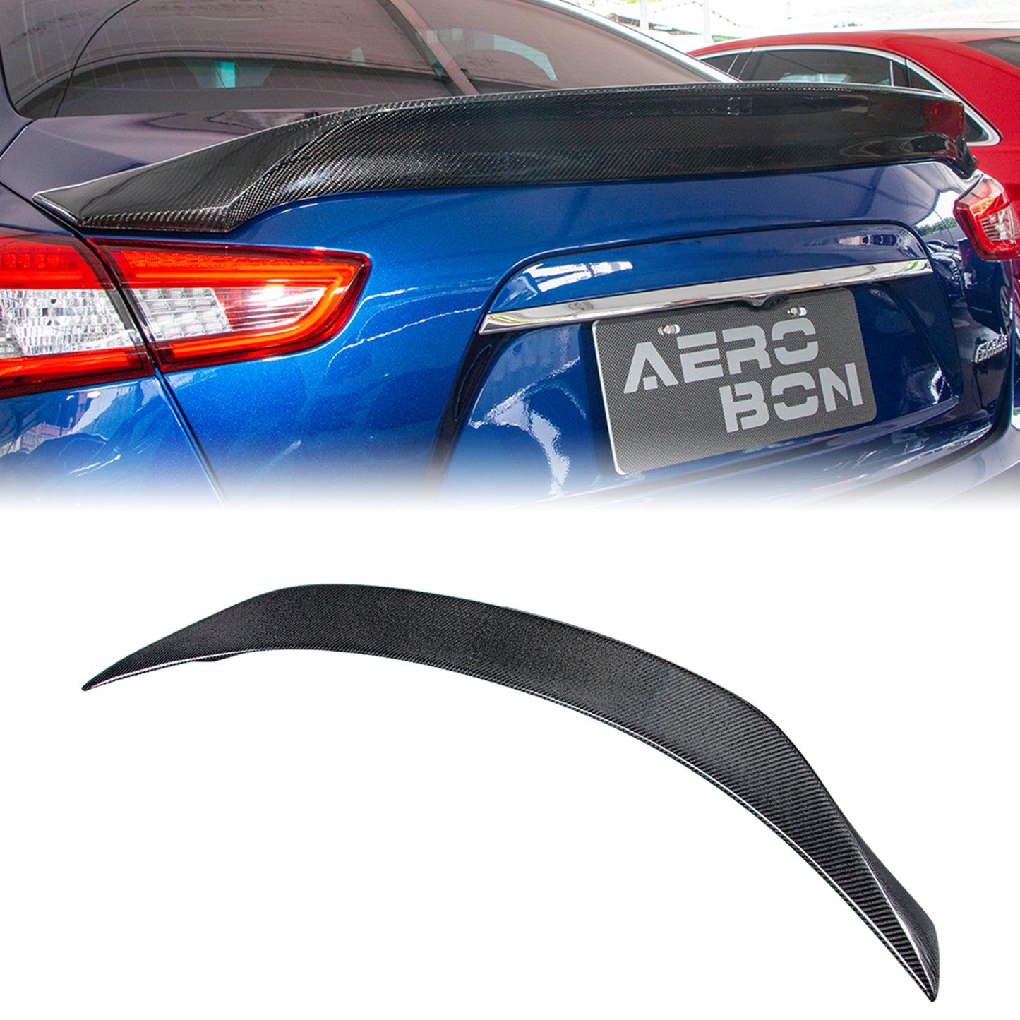 AeroBon Real Carbon Fiber Trunk Spoiler Compatible with 2014-2024 Maserati Ghibli Rear Spoiler (AS Style) Aero Sharp