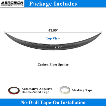 AeroBon Real Carbon Fiber Trunk Spoiler Compatible with 2014-2024 Maserati Ghibli Spoiler (OE Style)