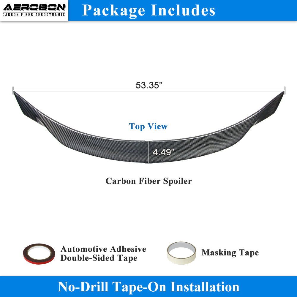 AeroBon Real Carbon Fiber Trunk Spoiler Compatible with 2014-2024 Maserati Ghibli Rear Spoiler (AS Style) Aero Sharp