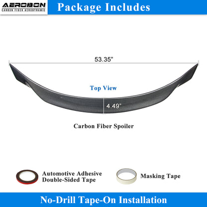 AeroBon Real Carbon Fiber Trunk Spoiler Compatible with 2014-2024 Maserati Ghibli Rear Spoiler (AS Style) Aero Sharp