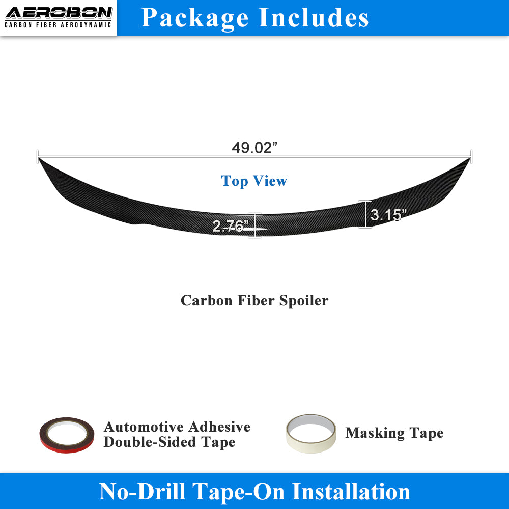 AeroBon Real Carbon Fiber Trunk Spoiler Compatible with 2022-2026 Mercedes C Class W206 Sedan C200 C300 C43 Rear Spoiler (AL Style) Aero Line