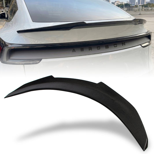 AeroBon Real Carbon Fiber Trunk Spoiler Compatible with 2025 2026 Tesla Model Y Juniper Rear Spoiler (H Style) High Kick