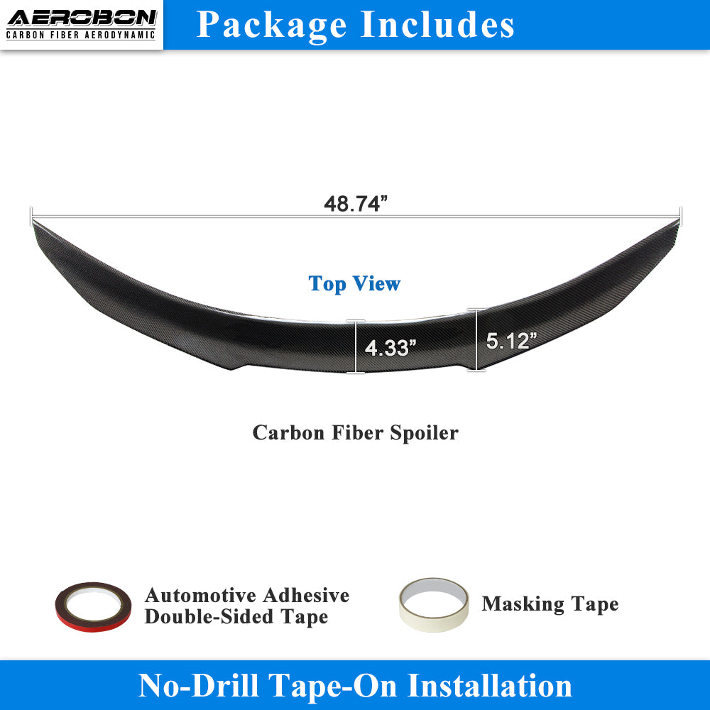 AeroBon Real Carbon Fiber Trunk Spoiler Compatible with 2025 2026 Tesla Model Y Juniper Rear Spoiler (H Style) High Kick