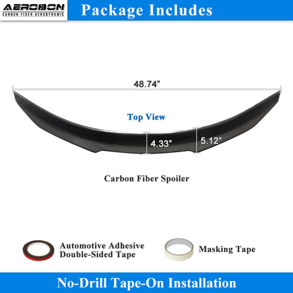 AeroBon Real Carbon Fiber Trunk Spoiler Compatible with 2025 2026 Tesla Model Y Juniper Rear Spoiler (H Style) High Kick