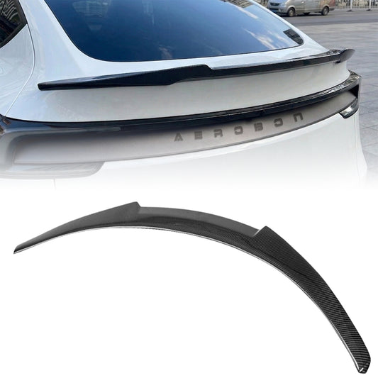 AeroBon Real Carbon Fiber Trunk Spoiler Compatible with 2025 2026 Tesla Model Y Juniper Rear Spoiler (MV Style) Motorsport Version