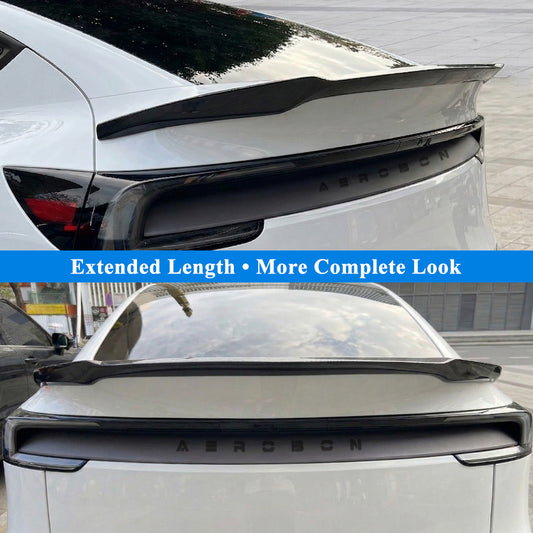 AeroBon Real Carbon Fiber Trunk Spoiler Compatible with 2025 2026 Tesla Model Y Juniper Rear Spoiler (RL Style) Revolution Line