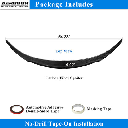 AeroBon Real Carbon Fiber Trunk Spoiler Compatible with 2025 2026 Tesla Model Y Juniper Rear Spoiler (RL Style) Revolution Line