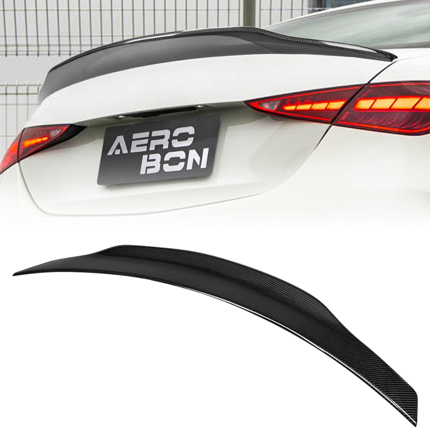 AeroBon Carbon Fiber Trunk Spoiler C-Class W206 (2022-2026) SP - installed - rear view