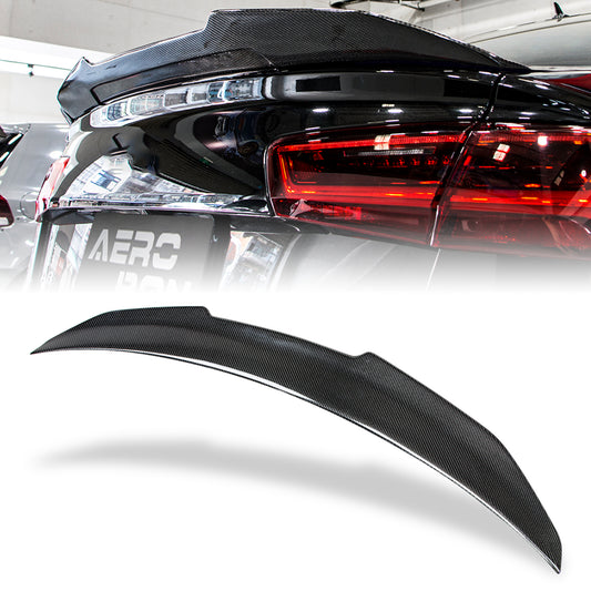 AeroBon Real Carbon Fiber Trunk Spoiler Compatible with 2012-2018 Audi A6 S6 (C7) Sedan Rear Spoiler (H Style) High Kick