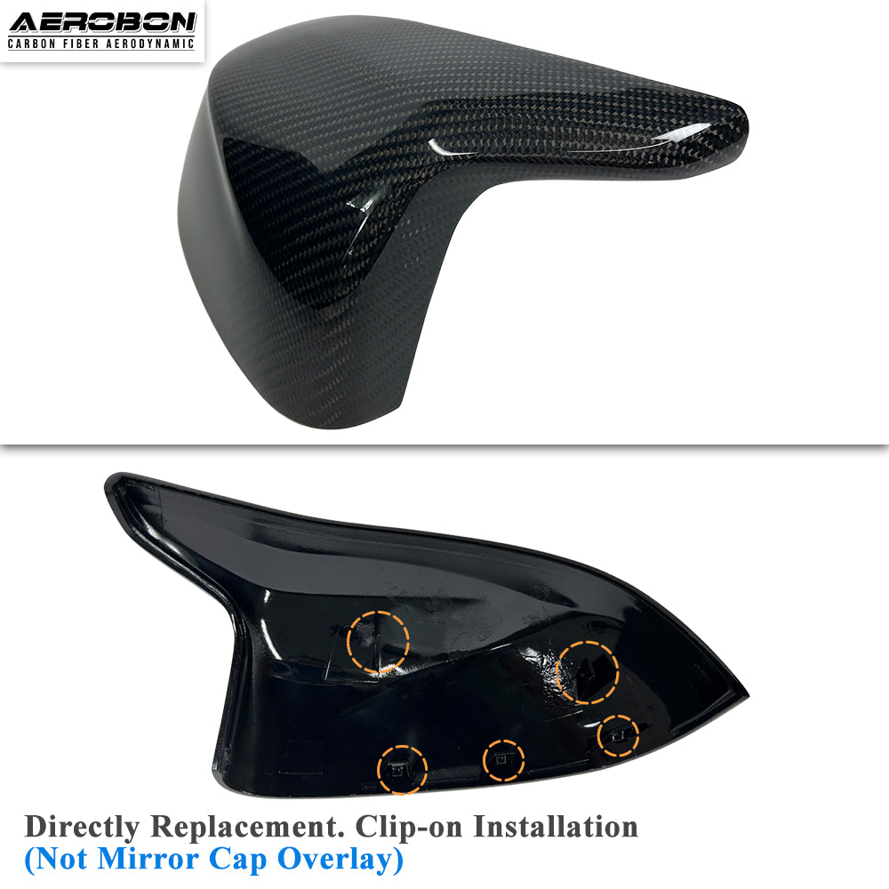 AeroBon Real Carbon Fiber Side Mirror Covers Compatible with BMW X3M F97, X4M F98, X5M F95, X6M F96 Mirror Caps (Replacement Style)