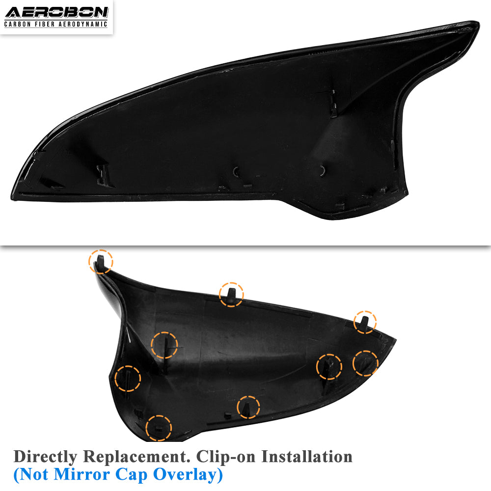 AeroBon Real Carbon Fiber Side Mirror Covers Compatible with 2014-2020 BMW F80 M3 / F82 M4 / F83 M4 Mirror Caps (Replacement Style)