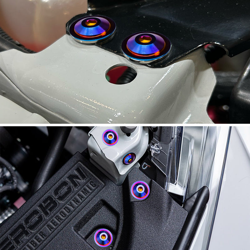 AeroBon Titanium Alloy Bolt Kit M8 x 25mm GR5 Button Head 24mm for Engine Bay Body Panels and Exterior Mounting Dress Up (Burnt Blue)