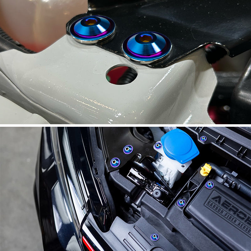 AeroBon Titanium Bolt Kit M6 x 20mm GR5 Button Head 18mm Head for Engine Bay Exterior Body Panels and Motorcycle Dress Up (Burnt Blue)