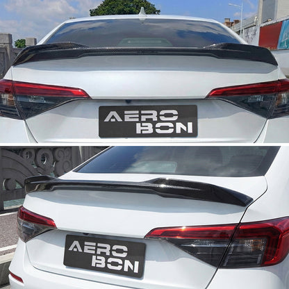 AeroBon Real Carbon Fiber Trunk Spoiler Compatible with 2022-2026 Honda Civic 4-Door Sedan Spoiler (SI Style)