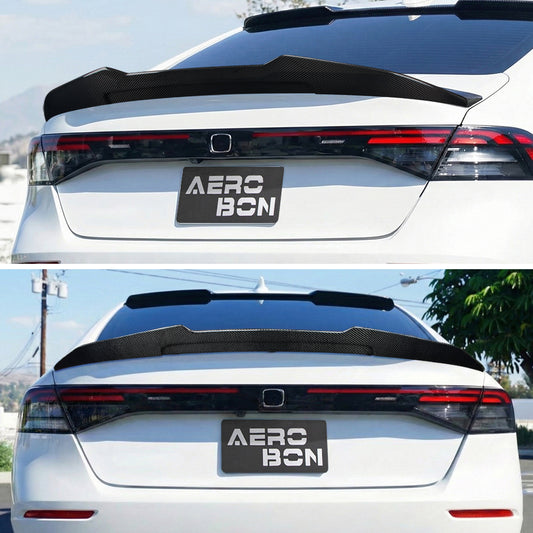 AeroBon Real Carbon Fiber Trunk Spoiler Compatible with 2023–2026 Honda Accord 11th Gen Rear Spoiler (H Style) High Kick