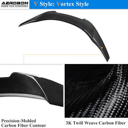 AeroBon Real Carbon Fiber Trunk Spoiler Compatible with 2022-2026 Toyota GR86 Spoiler, Subaru BRZ Spoiler (V Style) Vortex