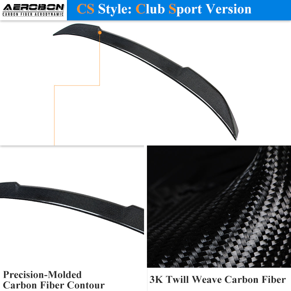 AeroBon Real Carbon Fiber Trunk Spoiler Compatible with 2022-2026 Honda Civic Sedan Spoiler 11th Gen (CS Style) Club Sport