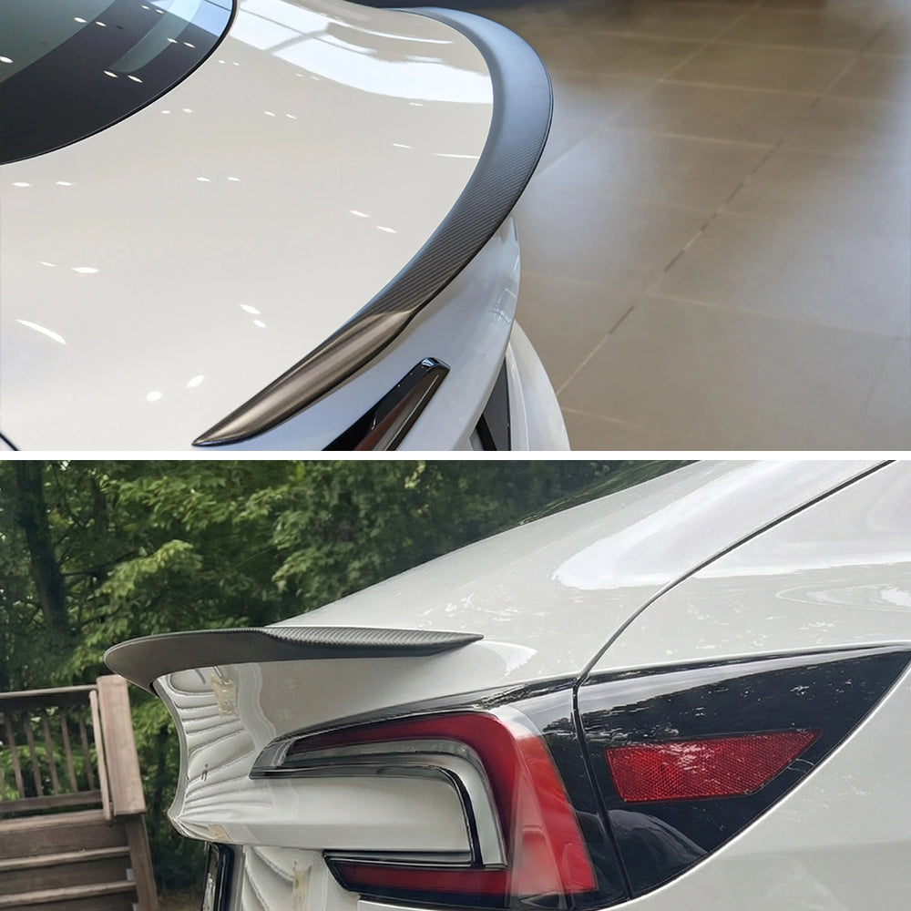 AeroBon CF Trunk Spoiler Tesla Model 3 Highland (2024-2025) - front & side profile