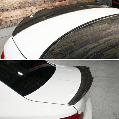AeroBon Real Carbon Fiber Trunk Spoiler Wing Compatible with 2008-2013 BMW 1er E82 Coupe and 1M Coupe (H Style) High Kick