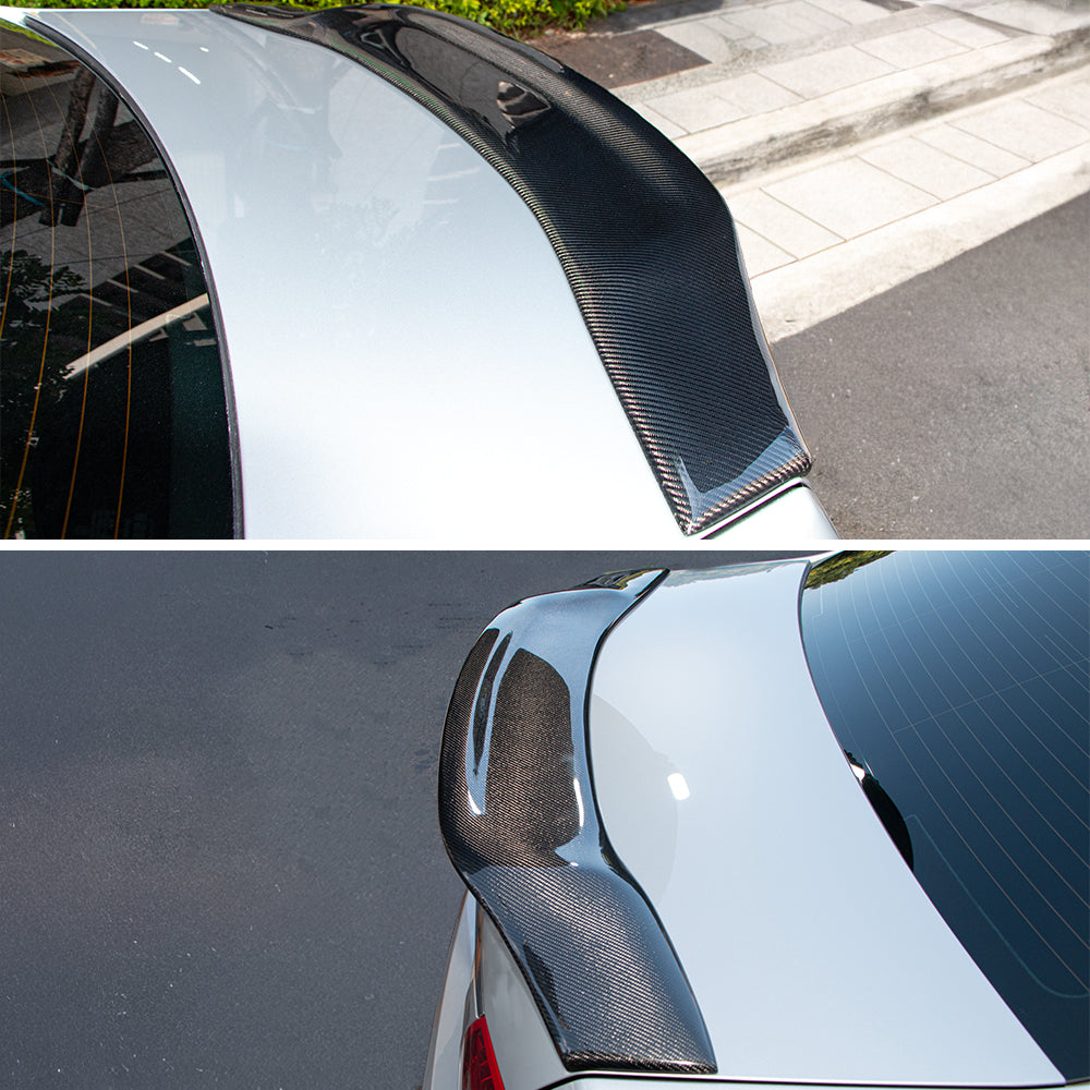 AeroBon Real Carbon Fiber Trunk Spoiler Compatible with 2010-2016 Mercedes Benz E Class W212 Sedan Rear Spoiler (RT Style) Race Tail