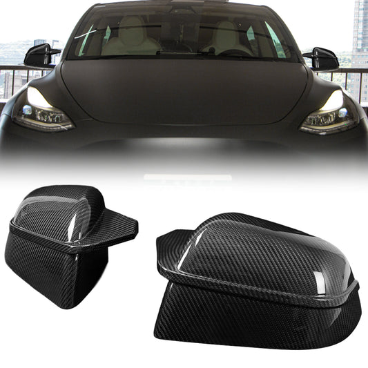 AeroBon Prepreg Dry Carbon Fiber Mirror Cap Overlays Compatible with 2020-2024 Tesla Model Y Mirror Caps (SL Style) Sport Line