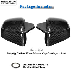 AeroBon Prepreg Dry Carbon Fiber Mirror Cap Overlays Compatible with 2020-2024 Tesla Model Y Mirror Caps (SL Style) Sport Line