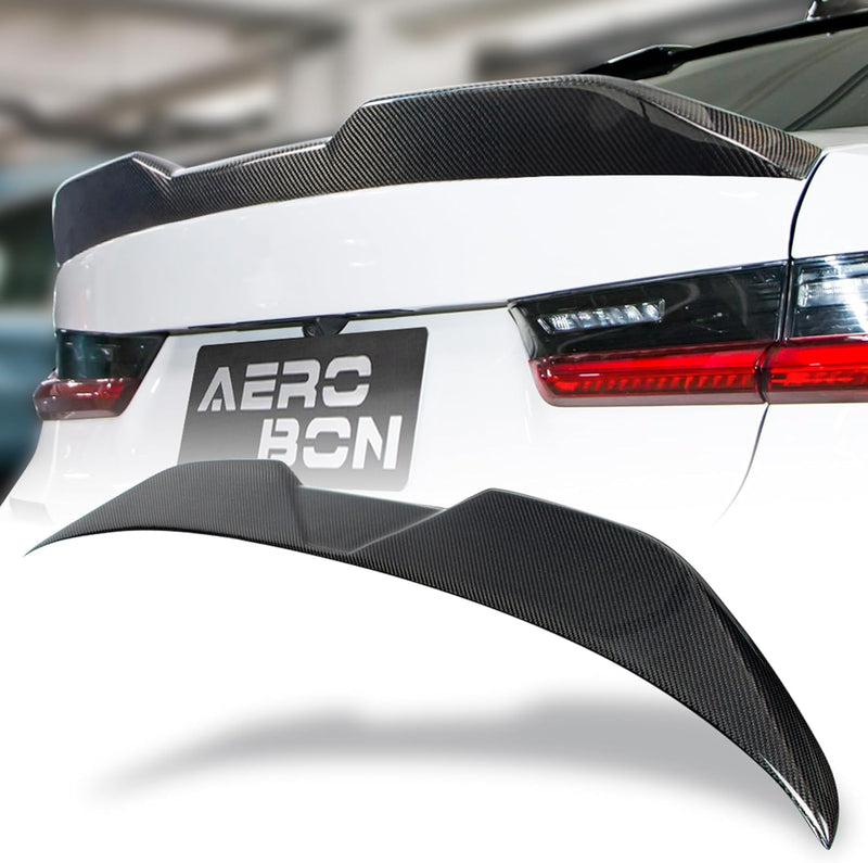 AeroBon Real Carbon Fiber Trunk Spoiler Compatible with 2019-2024 BMW 3 Series G20 Sedan G80 M3 Spoiler (MP Style)