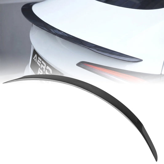 AeroBon Prepreg Dry Carbon Fiber Gloss Finish Trunk Spoiler Compatible with 2024-2026 Tesla Model 3 Highland Rear Spoiler (Performance Style)