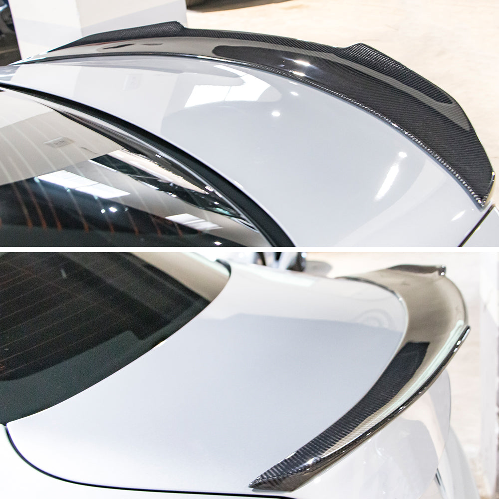 AeroBon Real Carbon Fiber Trunk Spoiler Compatible with 2022-2025 Mercedes C Class W206 Sedan C200 C300 C43 Spoiler (H Style)