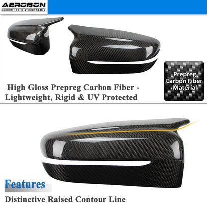 AeroBon Dry Carbon Fiber Mirror Cap Overlays Compatible with BMW 3 Series G20, 4 Series G22 G23 G26, 5 Series G30, 6 Series G32, 7 Series G11 G12, 8 Series G14 G15 G16 Mirror Cpas (MA Style) M-Arc