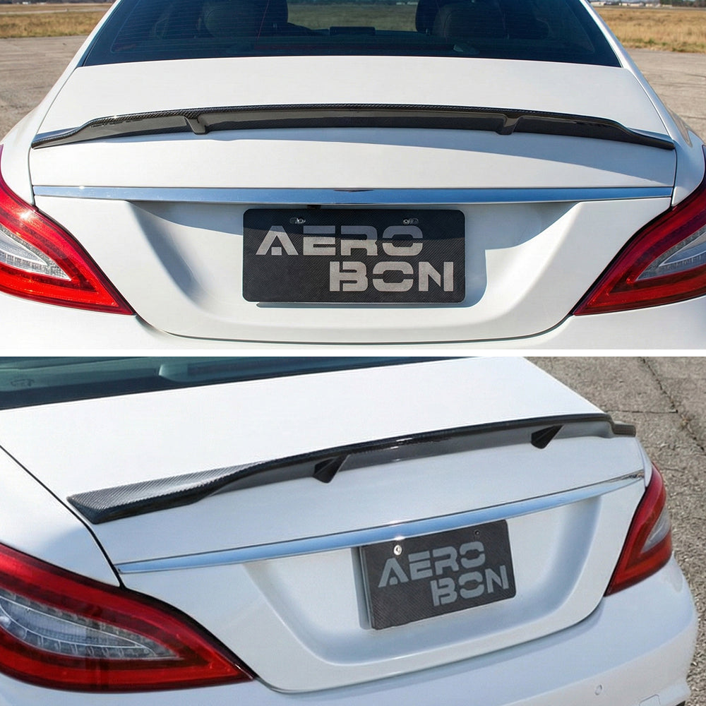 AeroBon Real Carbon Fiber Trunk Spoiler Compatible with 2011-2018 Mercedes Benz CLS Class C218 W218 Sedan Rear Spoiler (RT Style) Race Tail
