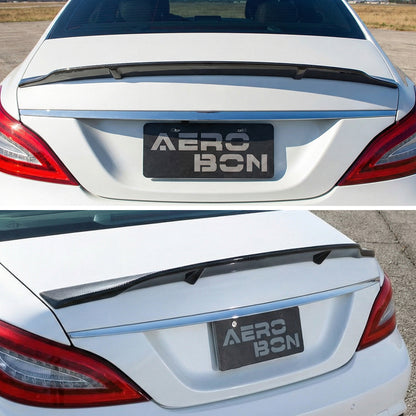 AeroBon Real Carbon Fiber Trunk Spoiler Compatible with 2011-2018 Mercedes Benz CLS Class C218 W218 Sedan Rear Spoiler (RT Style) Race Tail