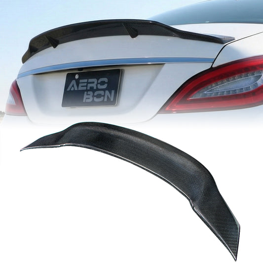 AeroBon Real Carbon Fiber Trunk Spoiler Compatible with 2011-2018 Mercedes Benz CLS Class C218 W218 Sedan Rear Spoiler (RT Style) Race Tail