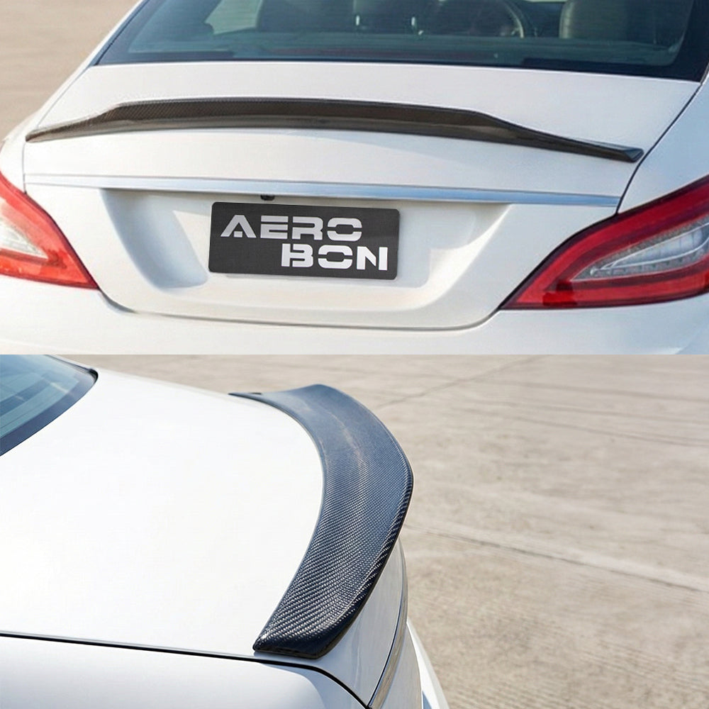 AeroBon Real Carbon Fiber Trunk Spoiler Compatible with 2011-2018 Mercedes Benz CLS Class C218 W218 Sedan Rear Spoiler (SP Style) Sport Plus