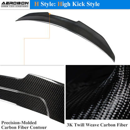 AeroBon Real Carbon Fiber Trunk Spoiler Compatible with 2020-2026 Mercedes CLA Class C118 Sedan Rear Spoiler H style (High Kick)