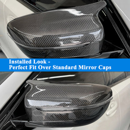 AeroBon Dry Carbon Fiber Mirror Cap Overlays Compatible with BMW 3 Series G20, 4 Series G22 G23 G26, 5 Series G30, 6 Series G32, 7 Series G11 G12, 8 Series G14 G15 G16 Mirror Cpas (MA Style) M-Arc