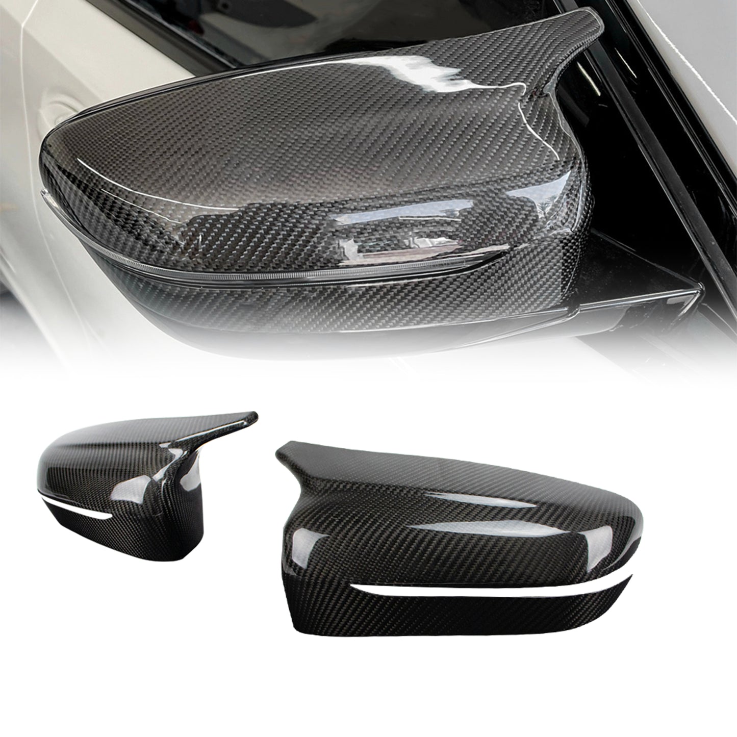 AeroBon Dry Carbon Fiber Mirror Cap Overlays Compatible with BMW 3 Series G20, 4 Series G22 G23 G26, 5 Series G30, 6 Series G32, 7 Series G11 G12, 8 Series G14 G15 G16 Mirror Cpas (MA Style) M-Arc