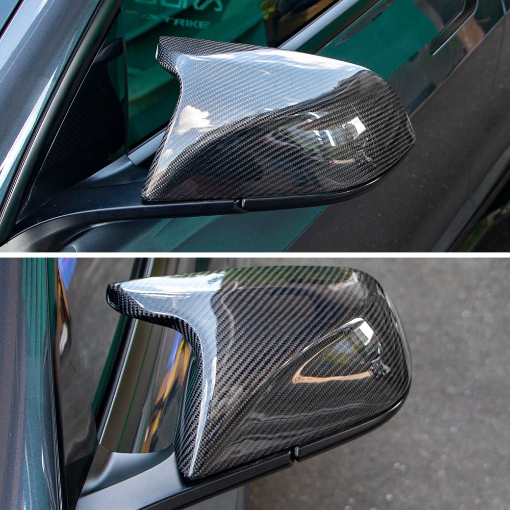 AeroBon Real Carbon Fiber Mirror Cap Covers Compatible with 2017-2026 Tesla Model 3 Mirror Caps (Replacement Style)