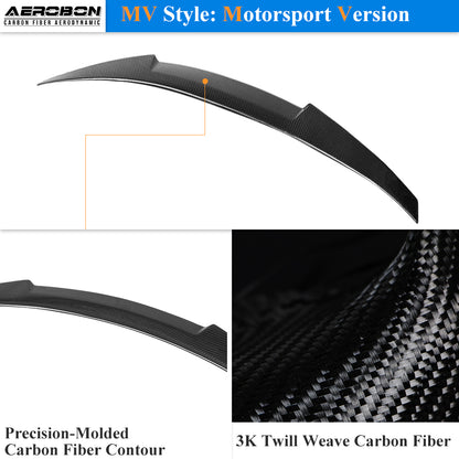 AeroBon Carbon Fiber Trunk Spoiler Kia Stinger (2018-2023) MV - 3K twill weave close-up