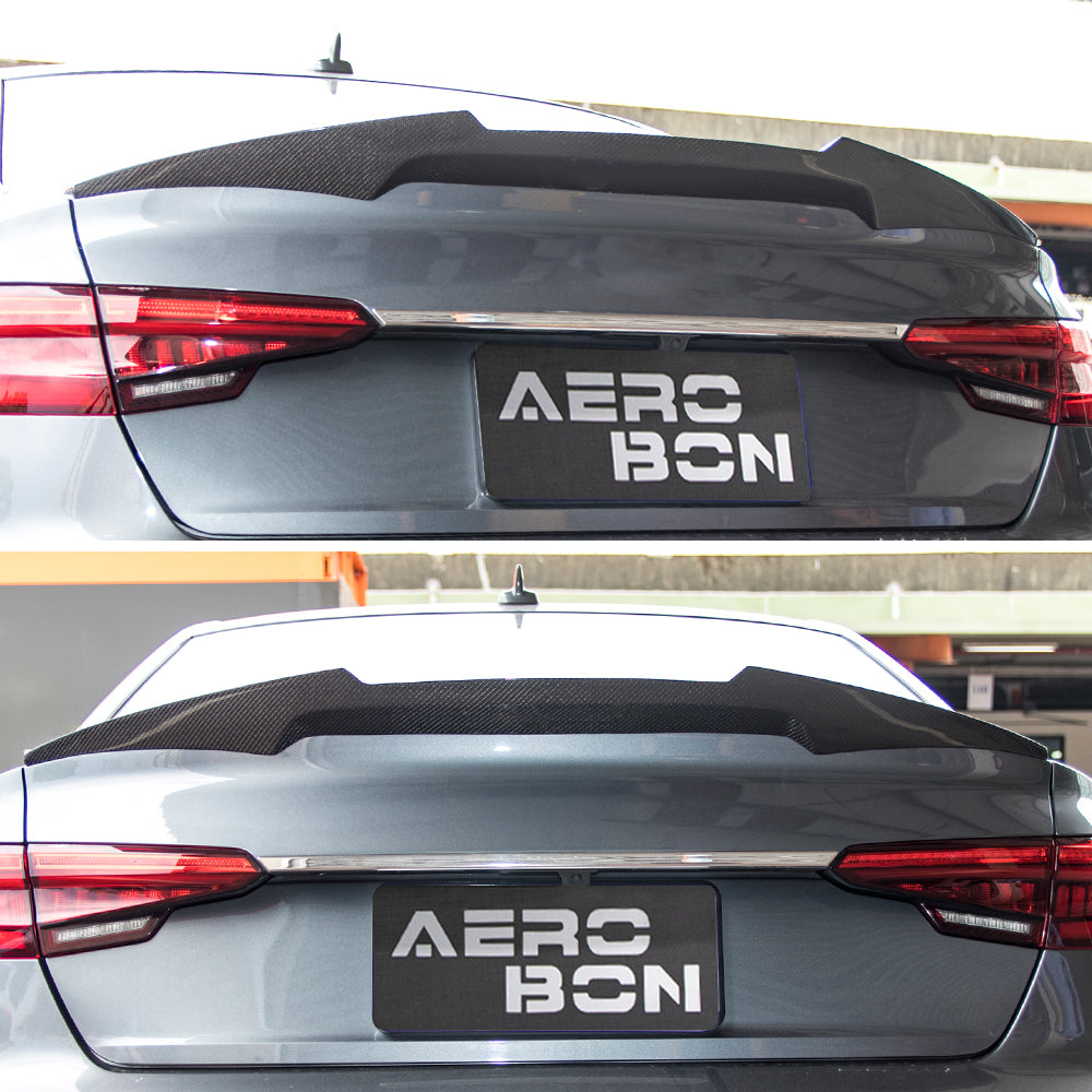 AeroBon Real Carbon Fiber Trunk Spoiler Compatible with 2017-2024 Audi A4 S4 B9 Rear Spoiler (MV Style) Motorsport Version