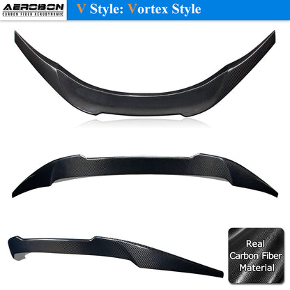 AeroBon Real Carbon Fiber Trunk Spoiler Compatible with 2022-2026 Toyota GR86 Spoiler, Subaru BRZ Spoiler (V Style) Vortex