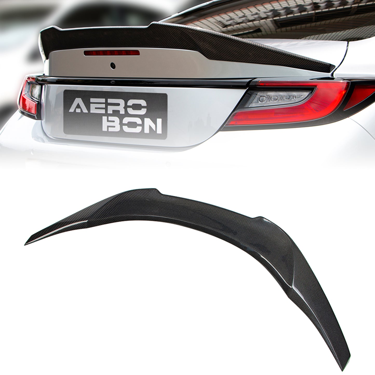 AeroBon Real Carbon Fiber Trunk Spoiler Compatible with 2022-2026 Toyota GR86 Spoiler, Subaru BRZ Spoiler (V Style) Vortex