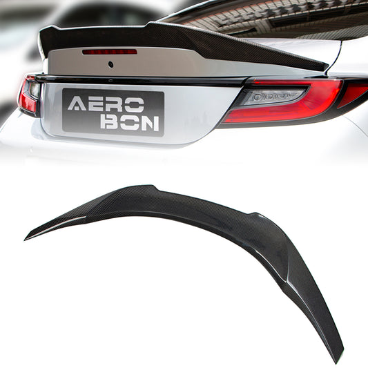 AeroBon Real Carbon Fiber Trunk Spoiler Compatible with 2022-2026 Toyota GR86 Spoiler, Subaru BRZ Spoiler (V Style) Vortex