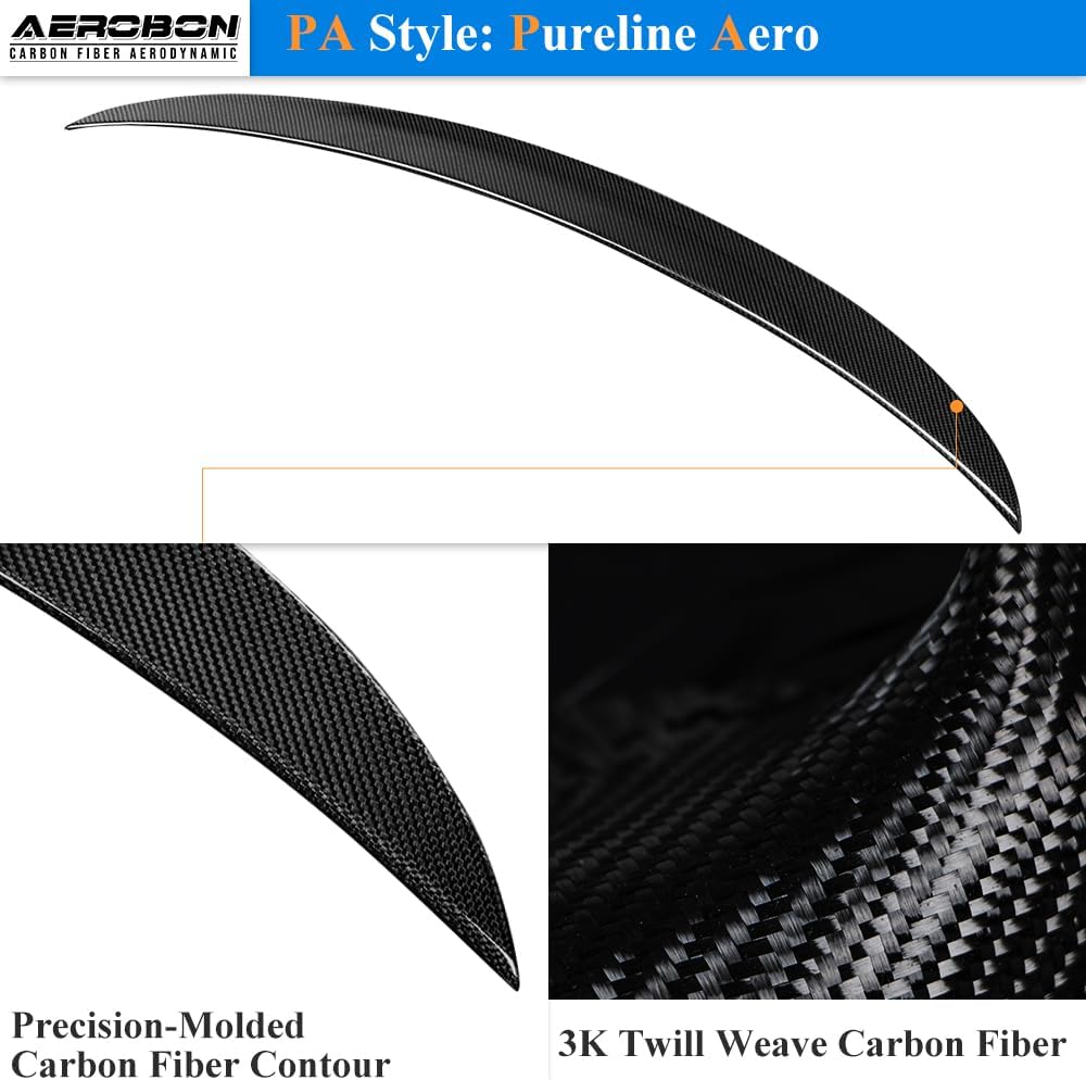 AeroBon Carbon Fiber Trunk Spoiler BMW 3 Series E90 (2005-2012) PA - 3K twill weave close-up