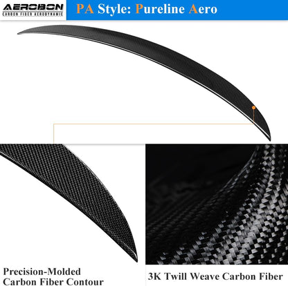 AeroBon Carbon Fiber Trunk Spoiler BMW 3 Series E90 (2005-2012) PA - 3K twill weave close-up
