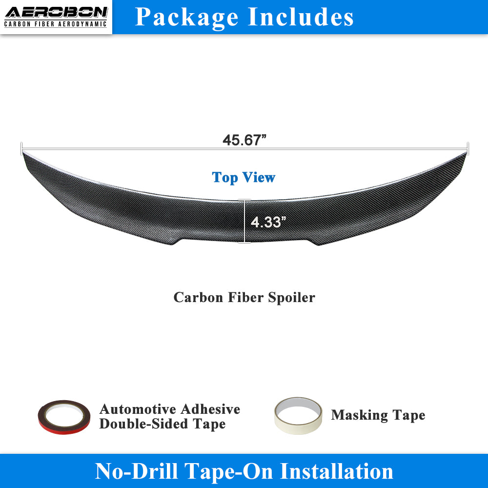 AeroBon Real Carbon Fiber Trunk Spoiler Compatible with 2020-2026 Mercedes CLA Class C118 Sedan Rear Spoiler H style (High Kick)