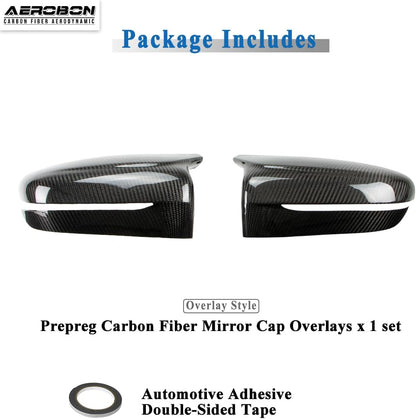 AeroBon Dry Carbon Fiber Mirror Cap Overlays Compatible with 2018-2023 BMW M5 F90 Mirror Caps, 2020-2026 M8 F91 F92 F93 Mirror Caps, Add-On Style