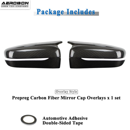 AeroBon Dry Carbon Fiber Mirror Cap Overlays Compatible with BMW 3 Series G20, 4 Series G22 G23 G26, 5 Series G30, 6 Series G32, 7 Series G11 G12, 8 Series G14 G15 G16 Mirror Cpas (MA Style) M-Arc