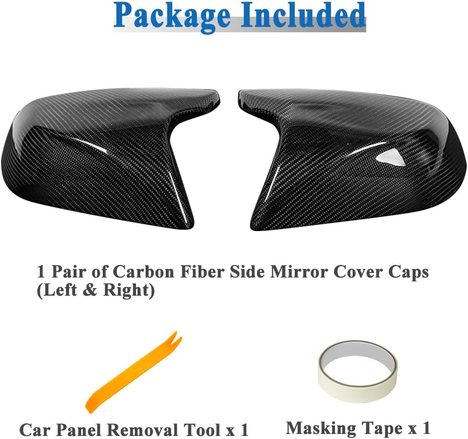 AeroBon Real Carbon Fiber Mirror Cap Covers Compatible with 2017-2026 Tesla Model 3 Mirror Caps (Replacement Style)